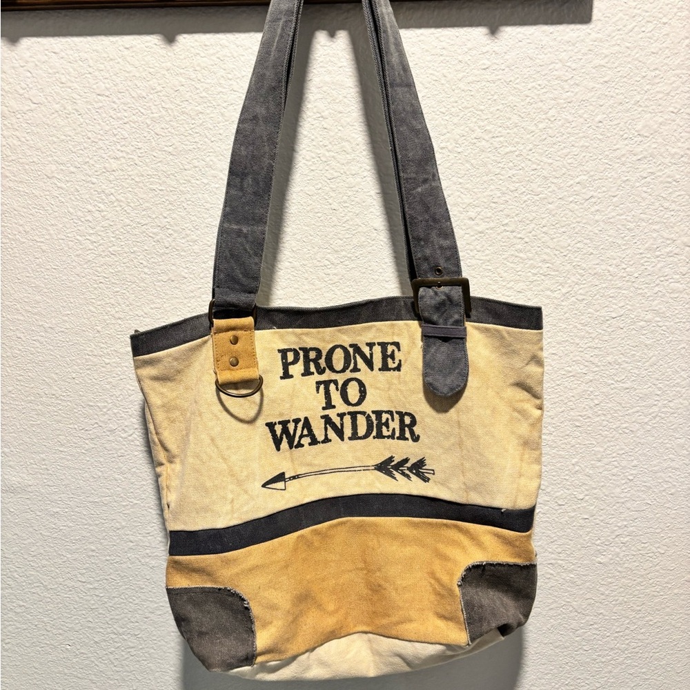 Canvas Tote Bag - Cream and Gray